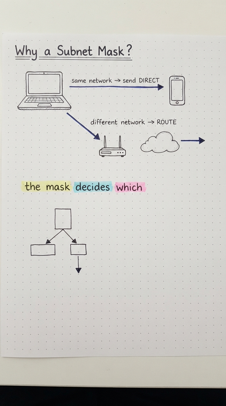 A laptop choosing between sending directly to a nearby device or routing through the internet.