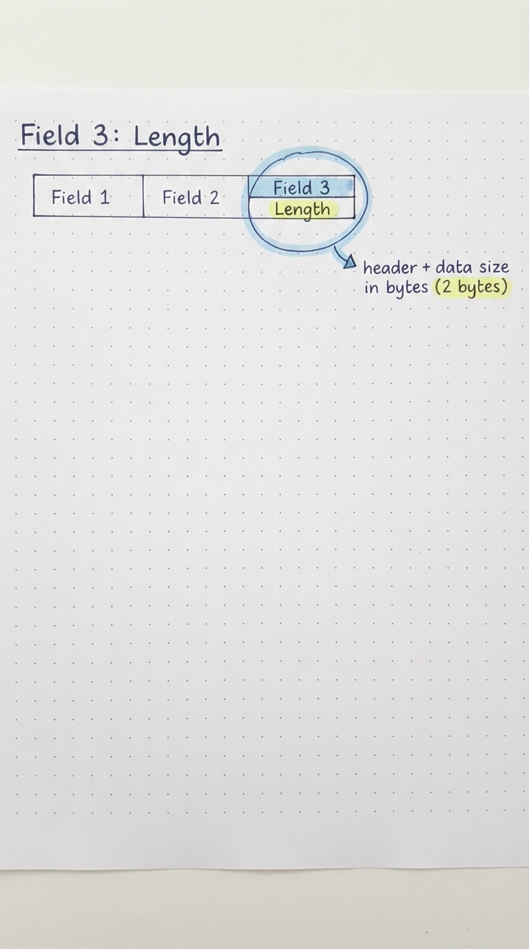 Header row with the length field circled.