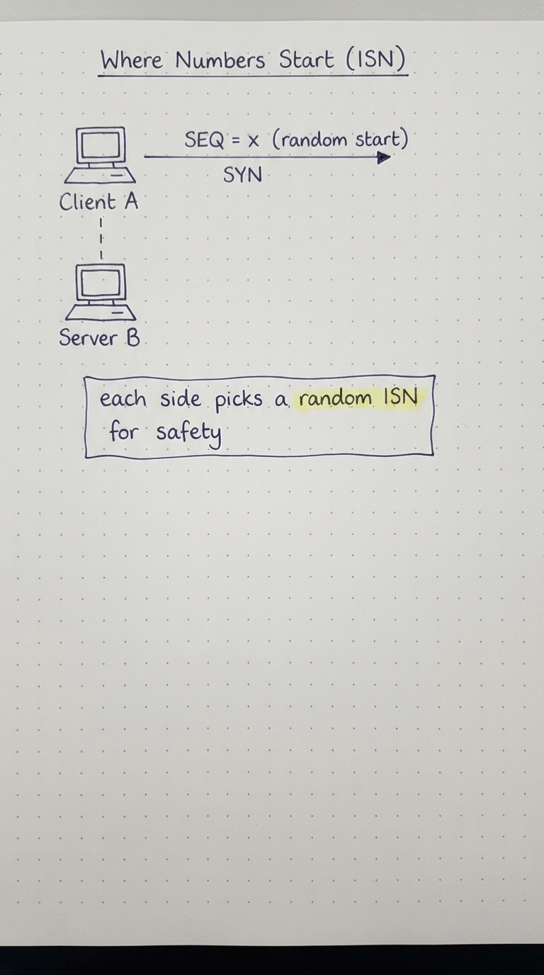 The SYN carrying SEQ = x, a random initial sequence number.