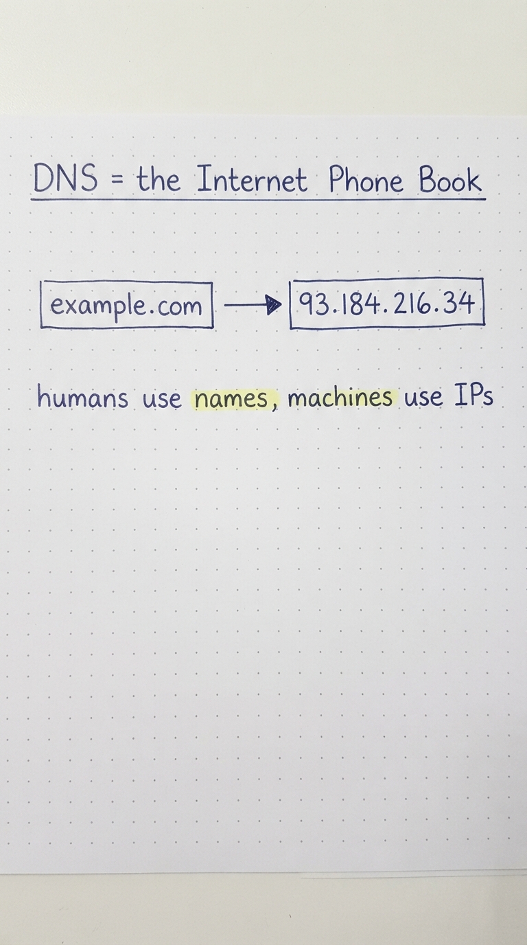 example.com resolved to an IP address.