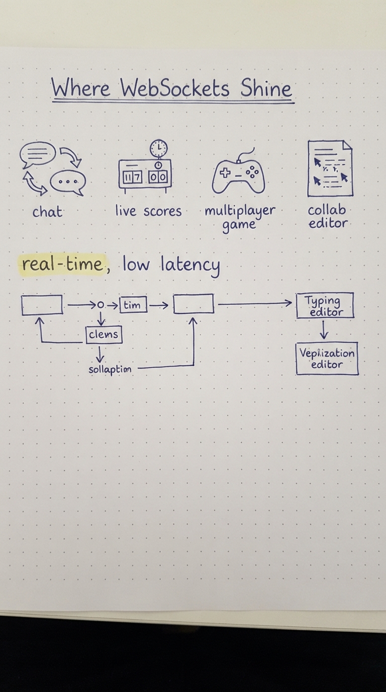 Chat, live scores, multiplayer games, collaborative editors.