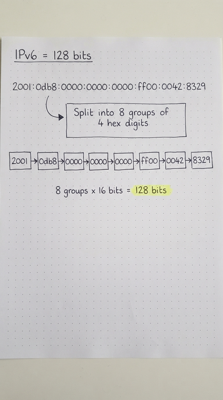 An IPv6 address in 8 groups of 4 hex digits.